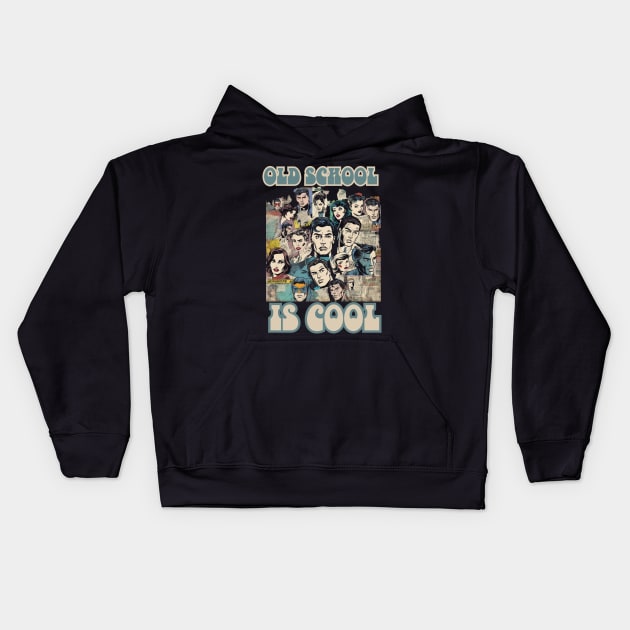 Old School Is Cool Comics Style Kids Hoodie by FrogandFog